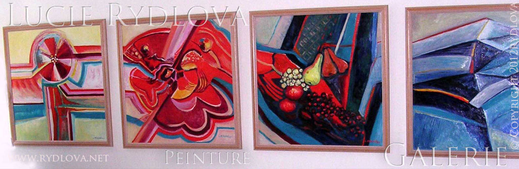 Les tableaux - peintures 2012 sont pleins d’énergie et de la joie. L’été - de la chaleur est de la lumière de soleil est partout. Les thèmes « Cocktail d’été » ainsi « Rose de corail » parle pour soi.Les peintures abstraites de Lucie Rydlova dégage des vibrations d’énergie.
Ils nous absorbent dans leurs environnement colorée et vertigineuse.
